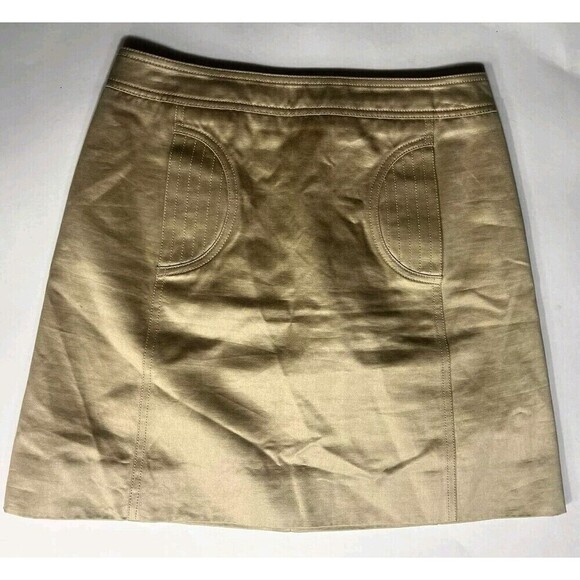 CELINE Skirt Designer French Mini Size 36 Small Waist 28 Gold Pockets Logo N34 - Picture 1 of 9